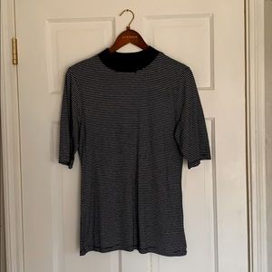 navy/white stripe mock neck t-shirt from anthro